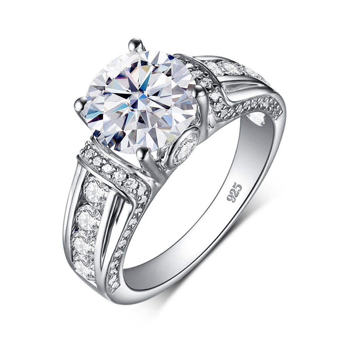 Real 2 Carats Moissanite Rings for Women Solid 925 Sterling Silver Wedding Band Luxury Female Jewelry Accessories Gift for Girls