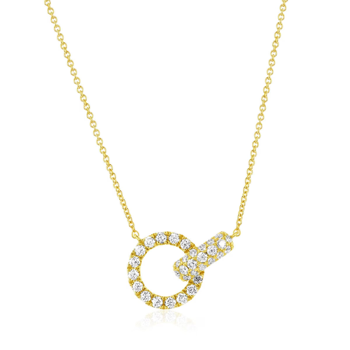 0.50Ctw round Brilliant Cut Diamond Necklace, 14Ct Yellow Gold