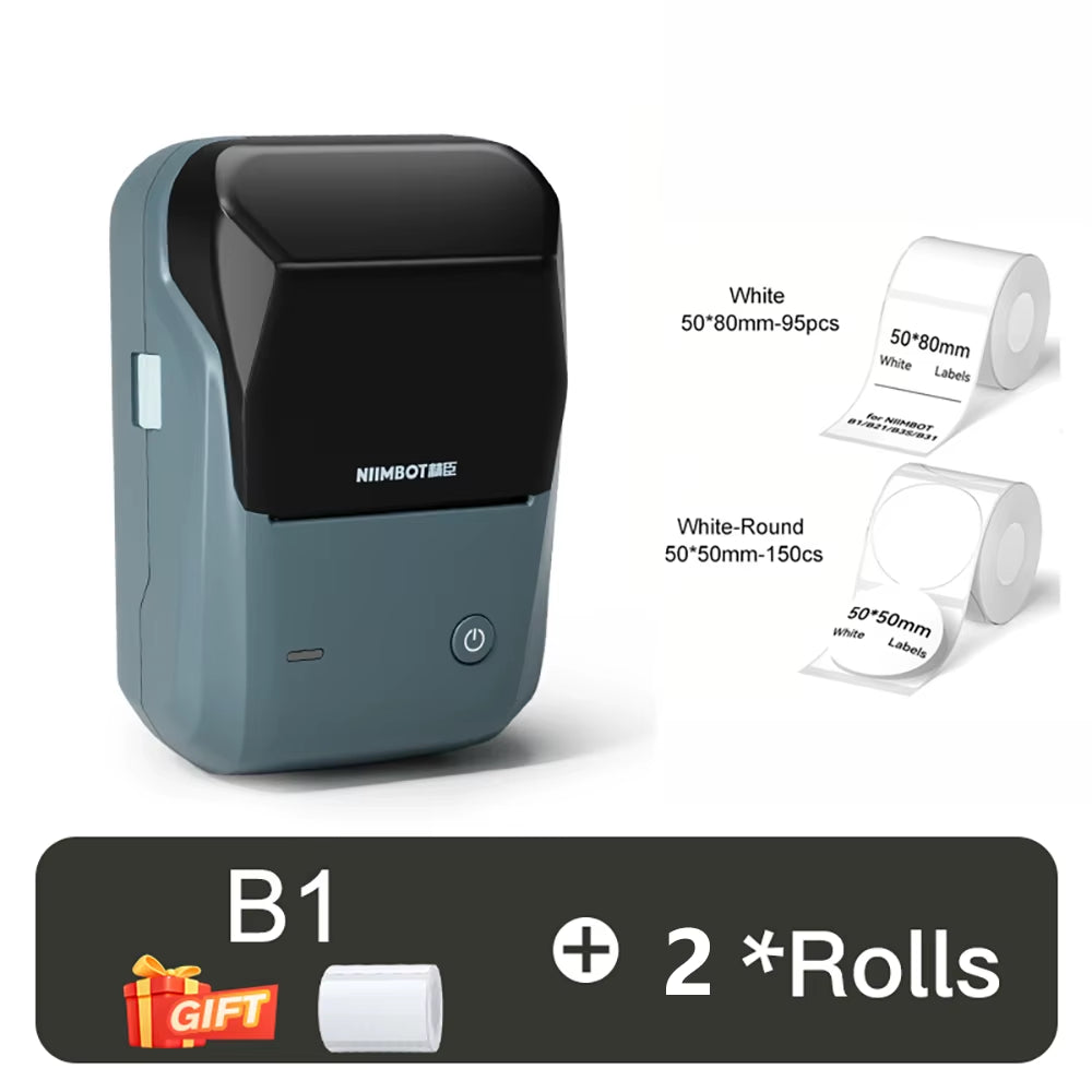 B1 Thermal Label Printer Bluetooth Portable Pocket Label Maker Barcode QR Code Self-Adhesive Sticker Labeling Machine