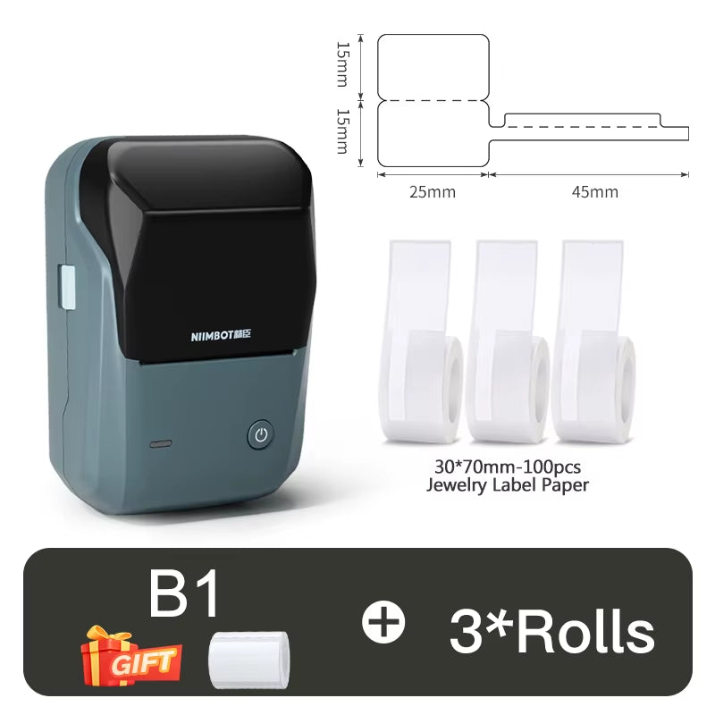 B1 Thermal Label Printer Bluetooth Portable Pocket Label Maker Barcode QR Code Self-Adhesive Sticker Labeling Machine