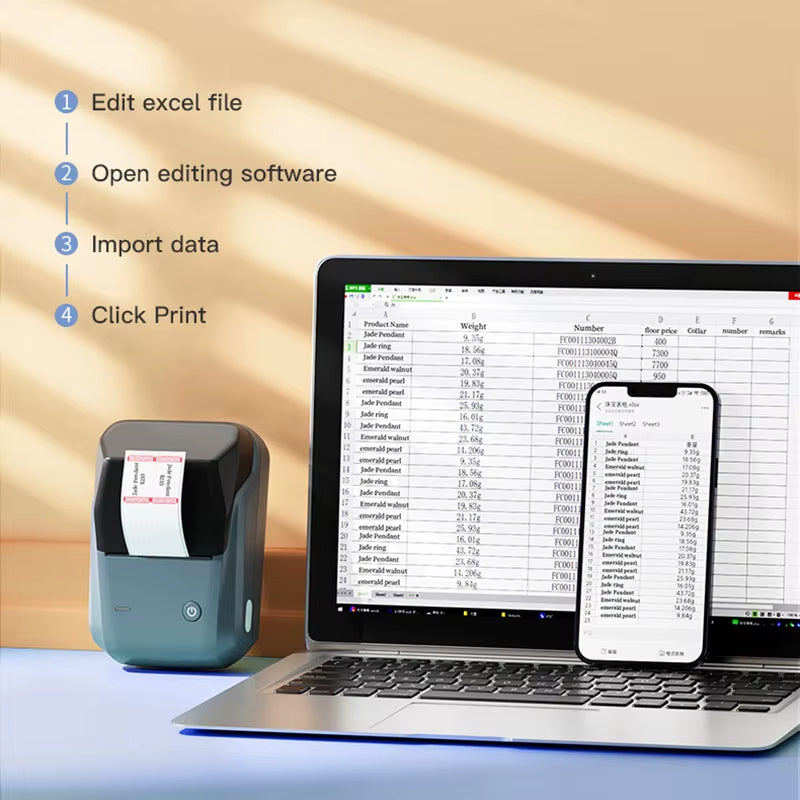 B1 Thermal Label Printer Bluetooth Portable Pocket Label Maker Barcode QR Code Self-Adhesive Sticker Labeling Machine
