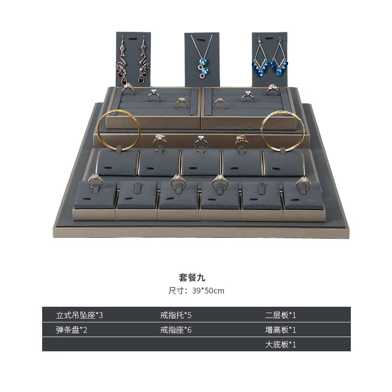 Luxury Jewelry Display Set Shop Exhibitor Counter Window Display Stand Necklace Ring Earring Organizer Holder Bracelet Rack