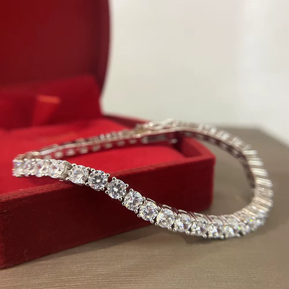 Pure Silver of 16-20.5CM Tennis Bracelet Jewelry 2-4Mm 5A CZ Eternal Gift for Wife Stunning Real 925 Jewellery