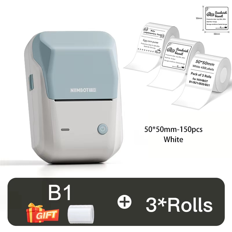 B1 Thermal Label Printer Bluetooth Portable Pocket Label Maker Barcode QR Code Self-Adhesive Sticker Labeling Machine