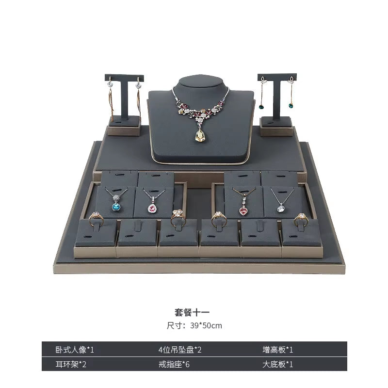 Luxury Jewelry Display Set Shop Exhibitor Counter Window Display Stand Necklace Ring Earring Organizer Holder Bracelet Rack