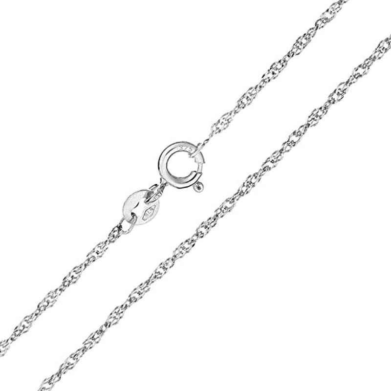 9Ct White Gold Singapore Chain Necklace 41Cm & 46Cm – Hallmarked Elegano