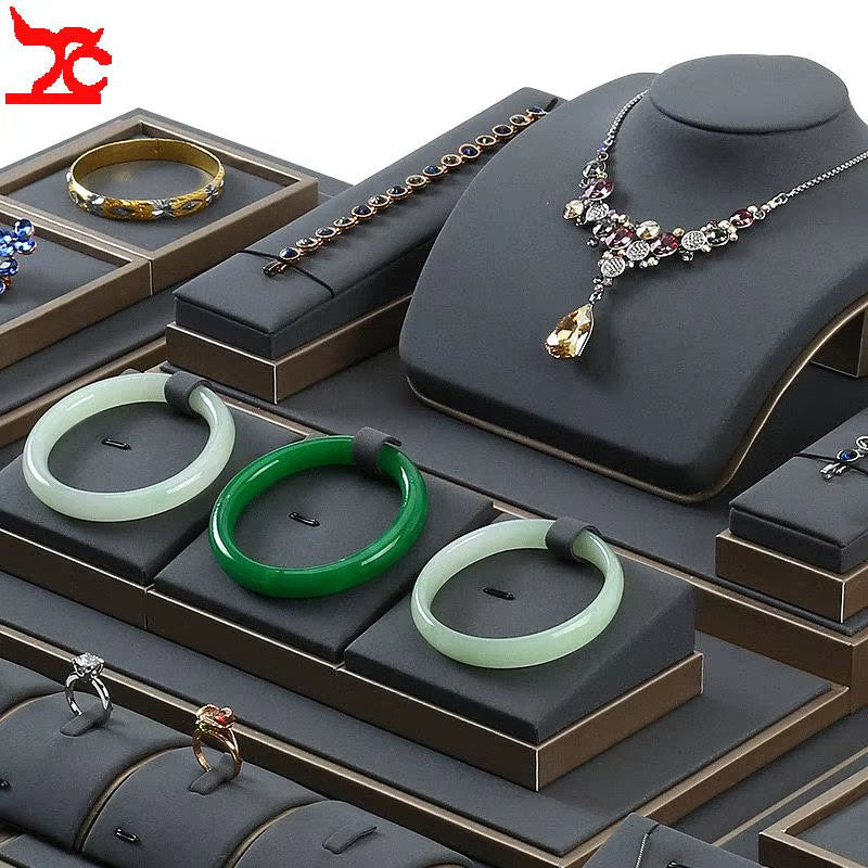 Luxury Jewelry Display Set Shop Exhibitor Counter Window Display Stand Necklace Ring Earring Organizer Holder Bracelet Rack