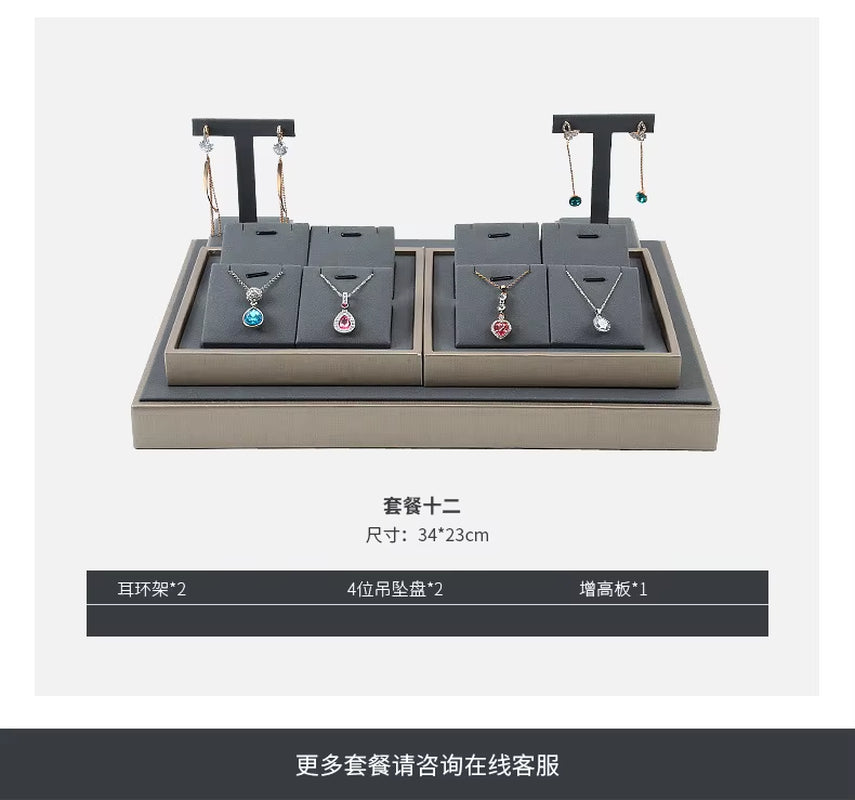 Luxury Jewelry Display Set Shop Exhibitor Counter Window Display Stand Necklace Ring Earring Organizer Holder Bracelet Rack