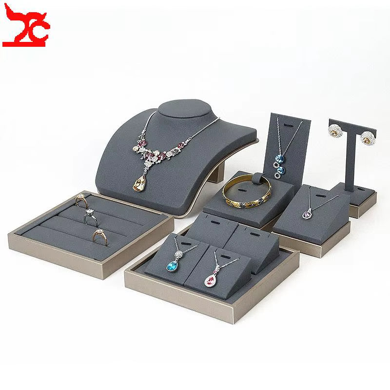 Luxury Jewelry Display Set Shop Exhibitor Counter Window Display Stand Necklace Ring Earring Organizer Holder Bracelet Rack