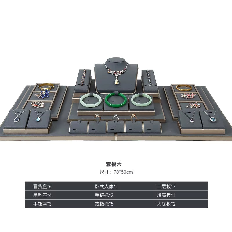 Luxury Jewelry Display Set Shop Exhibitor Counter Window Display Stand Necklace Ring Earring Organizer Holder Bracelet Rack