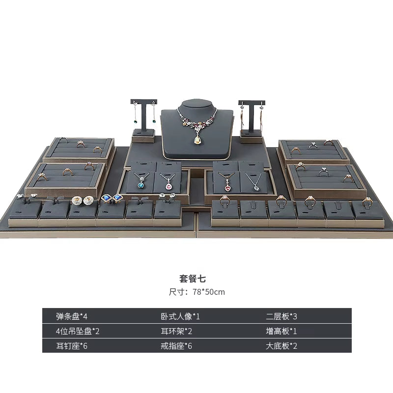Luxury Jewelry Display Set Shop Exhibitor Counter Window Display Stand Necklace Ring Earring Organizer Holder Bracelet Rack