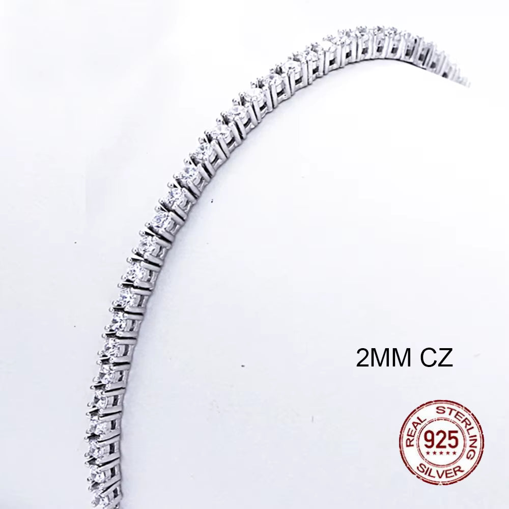 Pure Silver of 16-20.5CM Tennis Bracelet Jewelry 2-4Mm 5A CZ Eternal Gift for Wife Stunning Real 925 Jewellery
