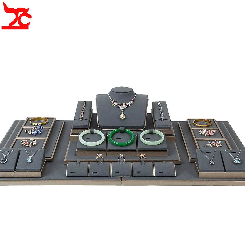 Luxury Jewelry Display Set Shop Exhibitor Counter Window Display Stand Necklace Ring Earring Organizer Holder Bracelet Rack