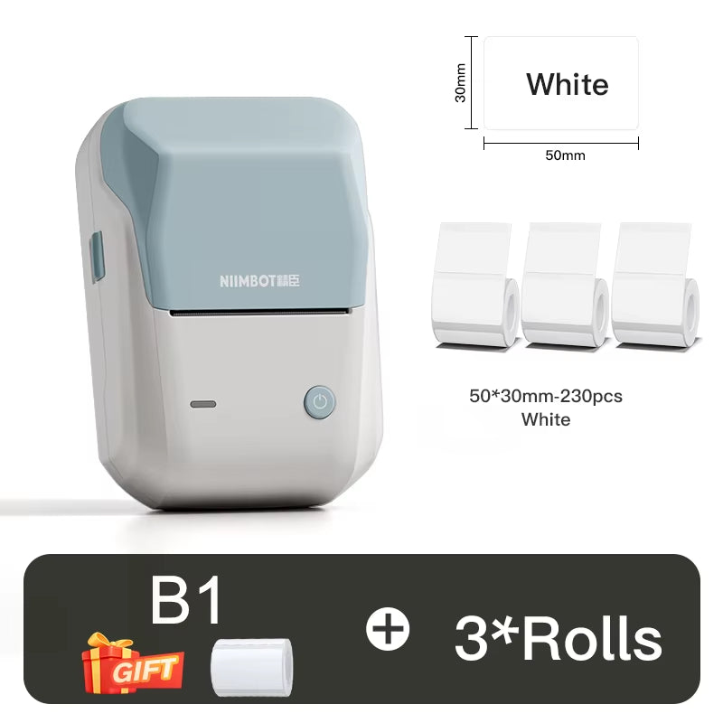 B1 Thermal Label Printer Bluetooth Portable Pocket Label Maker Barcode QR Code Self-Adhesive Sticker Labeling Machine