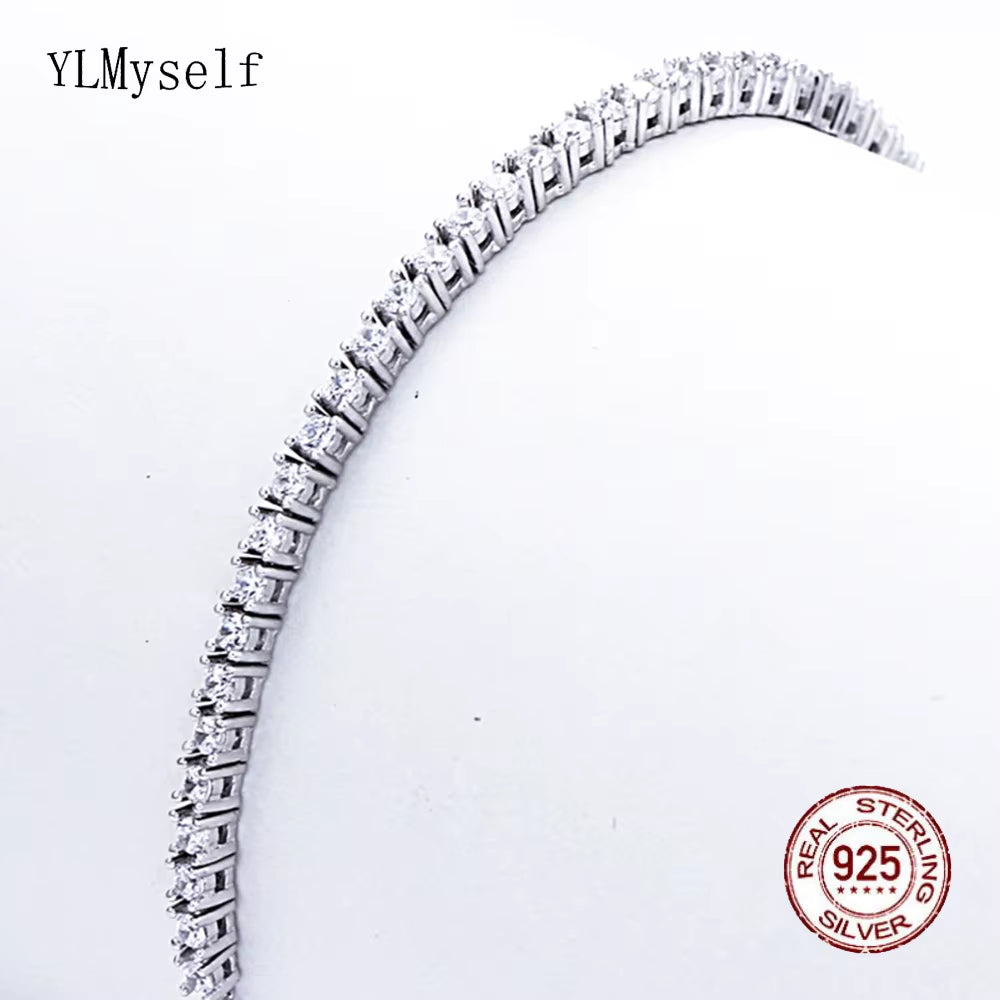 Pure Silver of 16-20.5CM Tennis Bracelet Jewelry 2-4Mm 5A CZ Eternal Gift for Wife Stunning Real 925 Jewellery