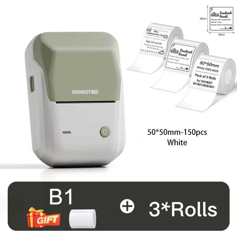 B1 Thermal Label Printer Bluetooth Portable Pocket Label Maker Barcode QR Code Self-Adhesive Sticker Labeling Machine