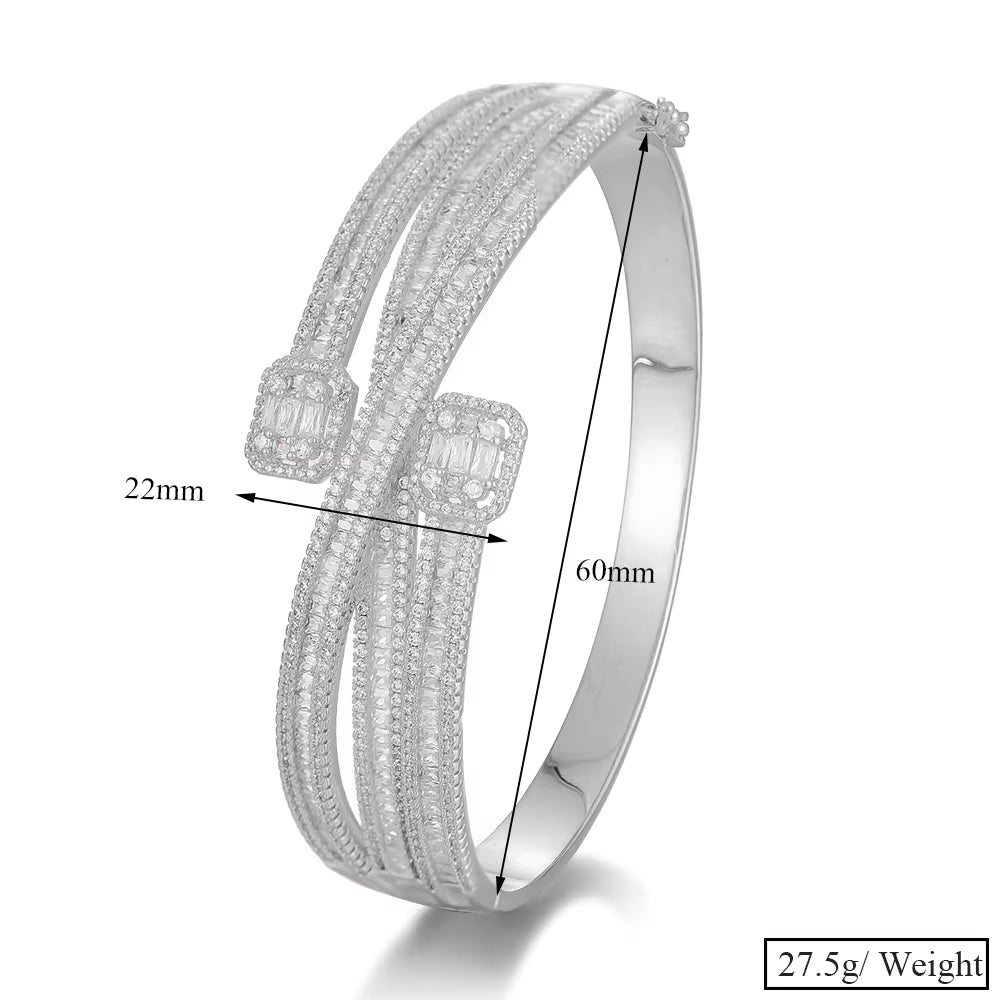 Maxi Size Crossover 3 Colors Bracelet Bangle for Women Wedding Party Zircon Crystal Engagement DUBAI Bridal Jewelry Gifts