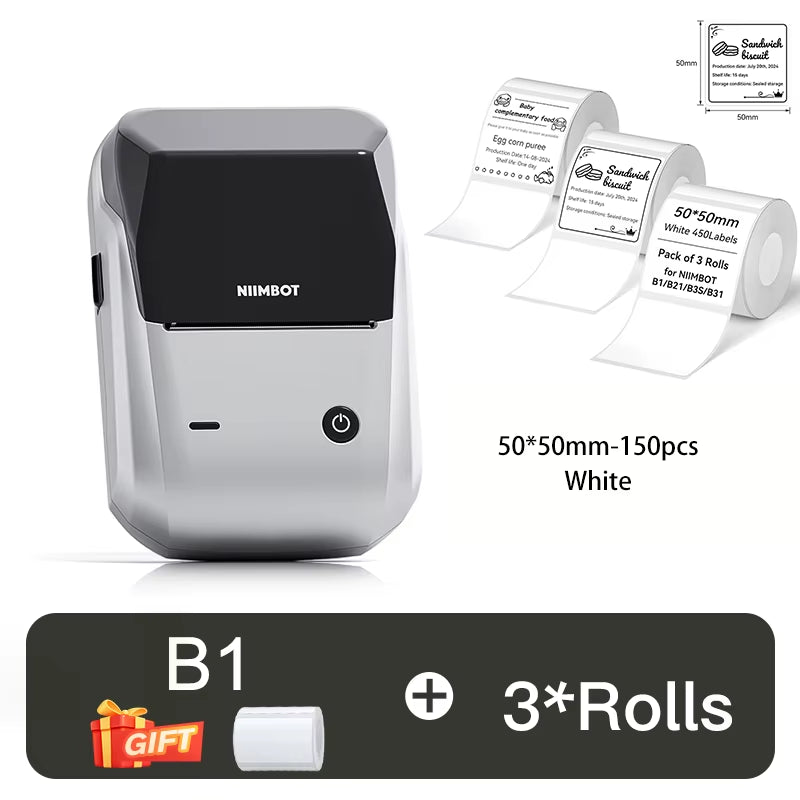 B1 Thermal Label Printer Bluetooth Portable Pocket Label Maker Barcode QR Code Self-Adhesive Sticker Labeling Machine