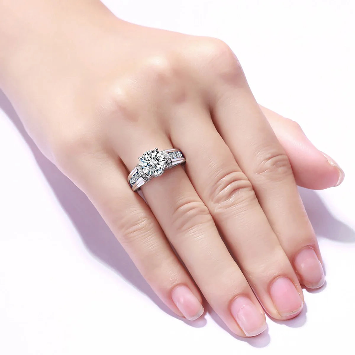 Real 2 Carats Moissanite Rings for Women Solid 925 Sterling Silver Wedding Band Luxury Female Jewelry Accessories Gift for Girls