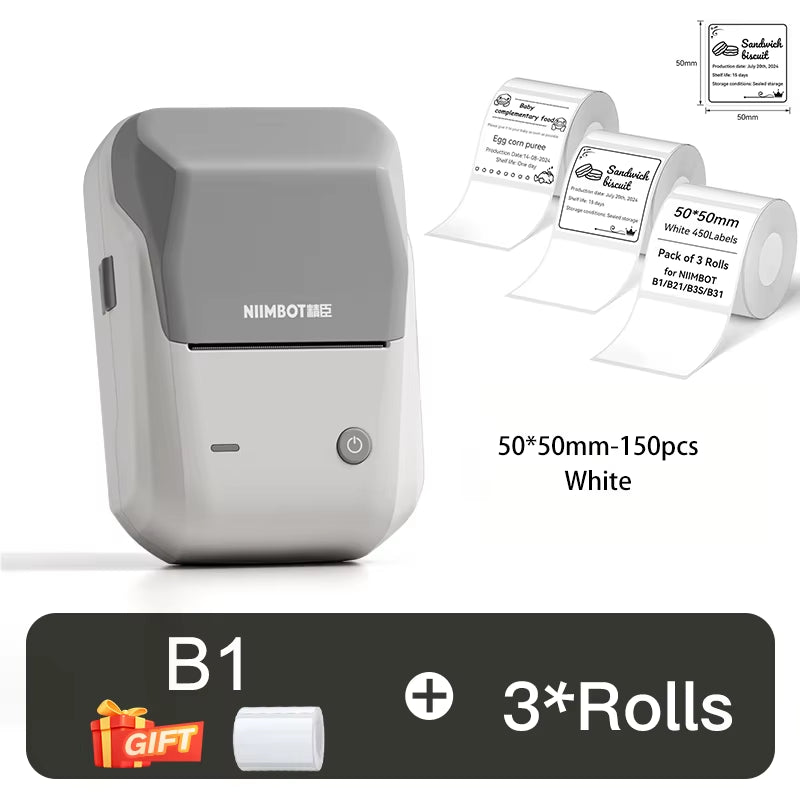 B1 Thermal Label Printer Bluetooth Portable Pocket Label Maker Barcode QR Code Self-Adhesive Sticker Labeling Machine