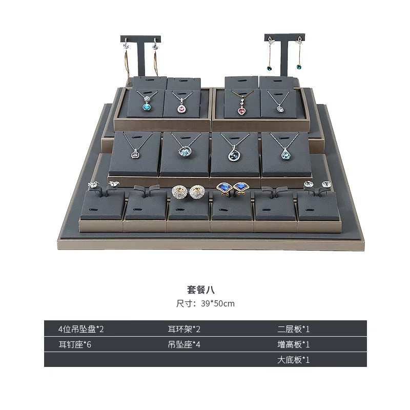 Luxury Jewelry Display Set Shop Exhibitor Counter Window Display Stand Necklace Ring Earring Organizer Holder Bracelet Rack