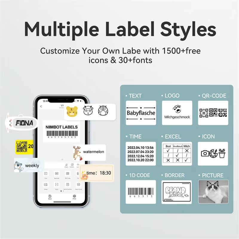 B1 Thermal Label Printer Bluetooth Portable Pocket Label Maker Barcode QR Code Self-Adhesive Sticker Labeling Machine
