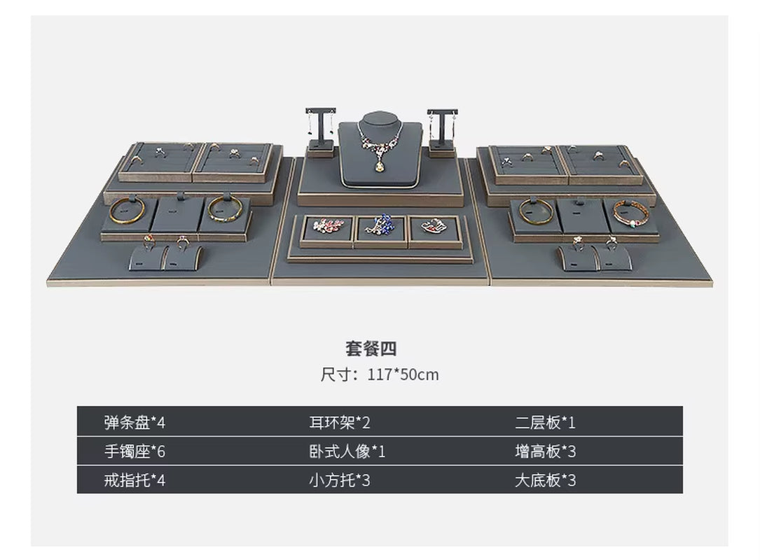 Luxury Jewelry Display Set Shop Exhibitor Counter Window Display Stand Necklace Ring Earring Organizer Holder Bracelet Rack