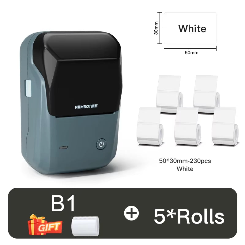 B1 Thermal Label Printer Bluetooth Portable Pocket Label Maker Barcode QR Code Self-Adhesive Sticker Labeling Machine