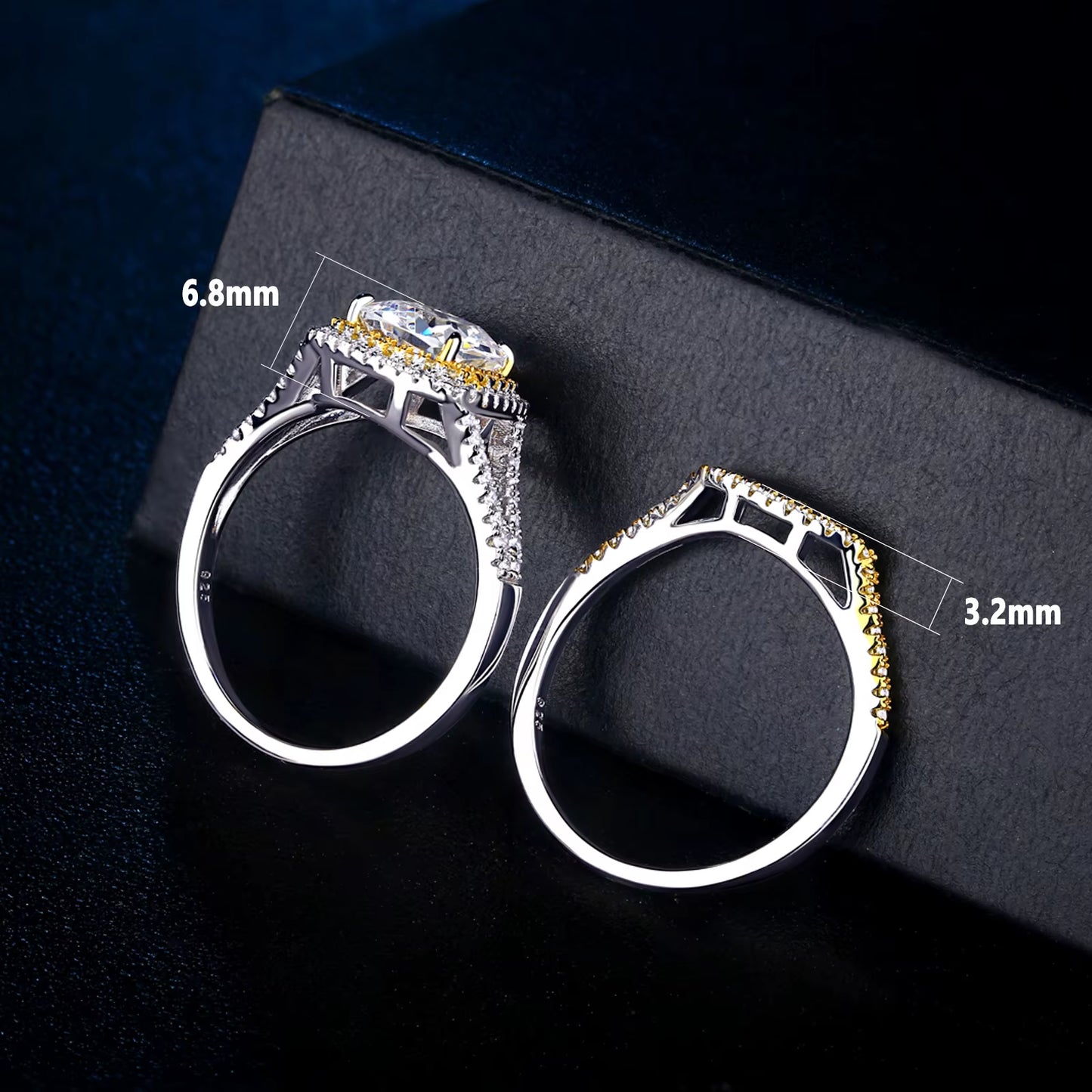 925 Silver Jewelry Engagement Rings Halo Gold Wedding Band Bridal Set for Women Cushion Cut AAAAA CZ Clearance Sale