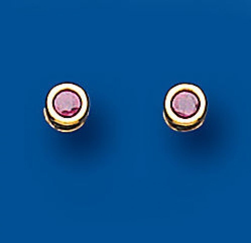 9Ct Gold Ruby Stud Earrings Yellow Gold 3.5Mm Solitaire Studs July Birthstone