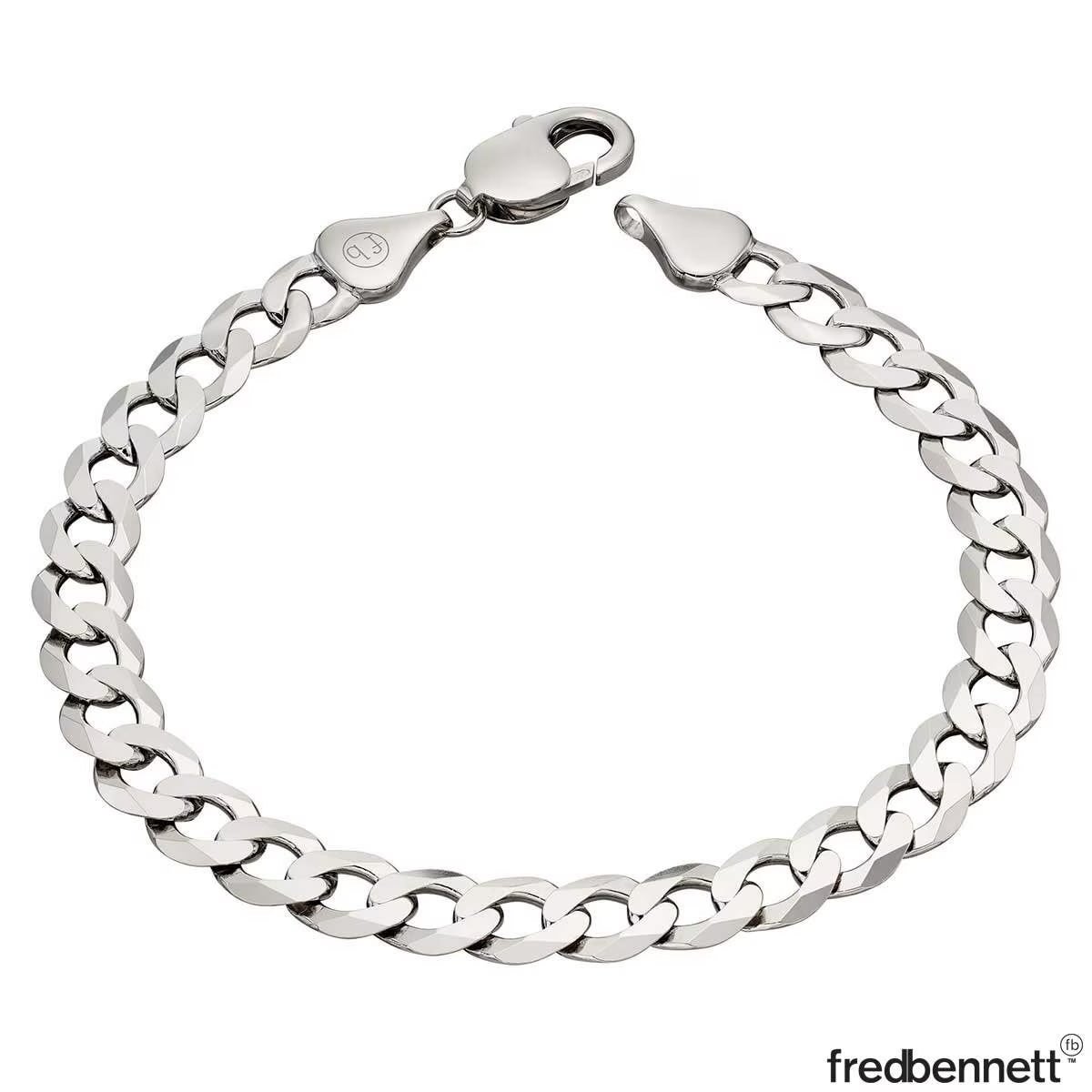 Sterling Silver Heavyweight Diamond Cut Curb Chain Bracelet