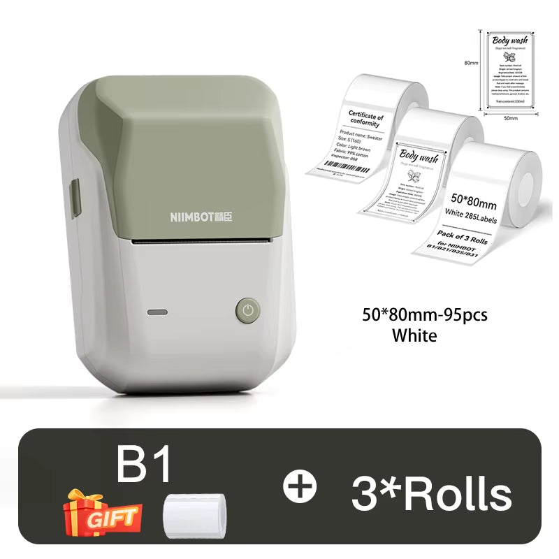 B1 Thermal Label Printer Bluetooth Portable Pocket Label Maker Barcode QR Code Self-Adhesive Sticker Labeling Machine
