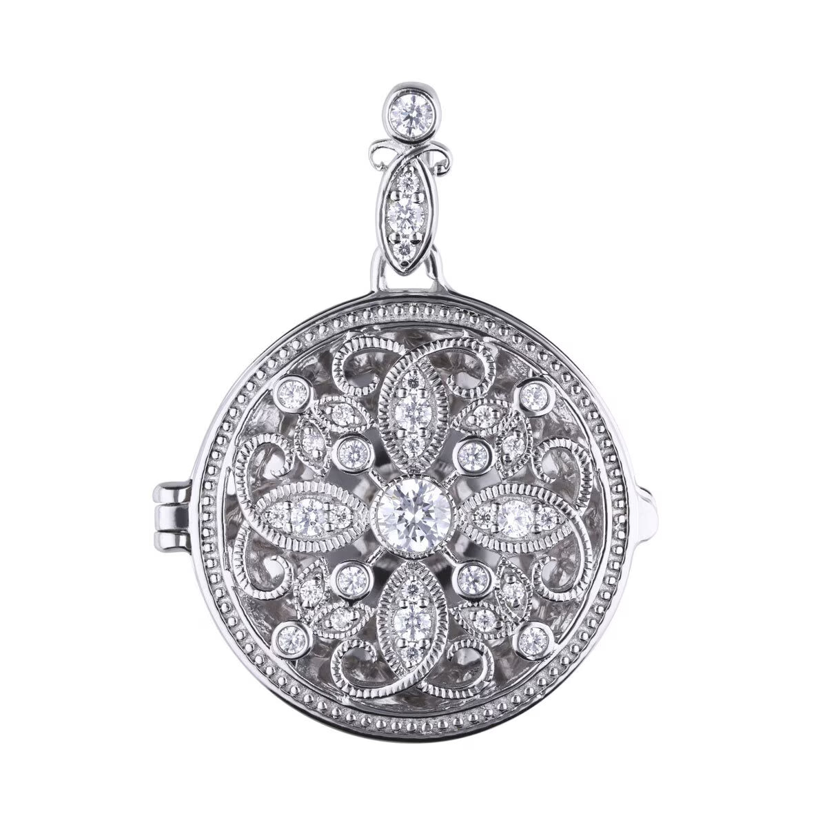 Sterling Silver round Medallion Filigree Locket