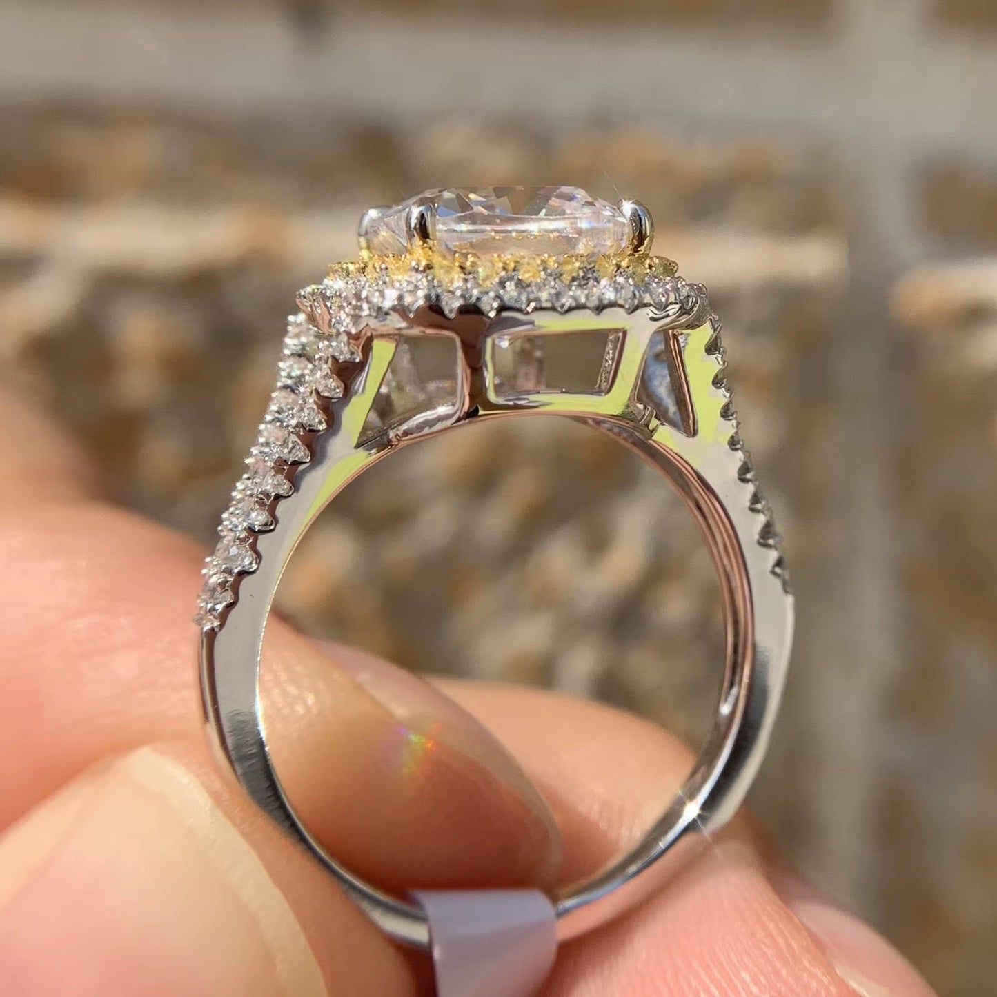 925 Silver Jewelry Engagement Rings Halo Gold Wedding Band Bridal Set for Women Cushion Cut AAAAA CZ Clearance Sale