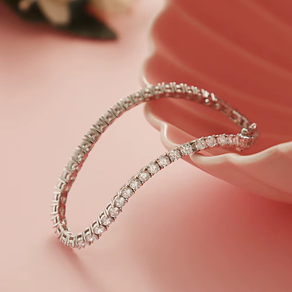Pure Silver of 16-20.5CM Tennis Bracelet Jewelry 2-4Mm 5A CZ Eternal Gift for Wife Stunning Real 925 Jewellery