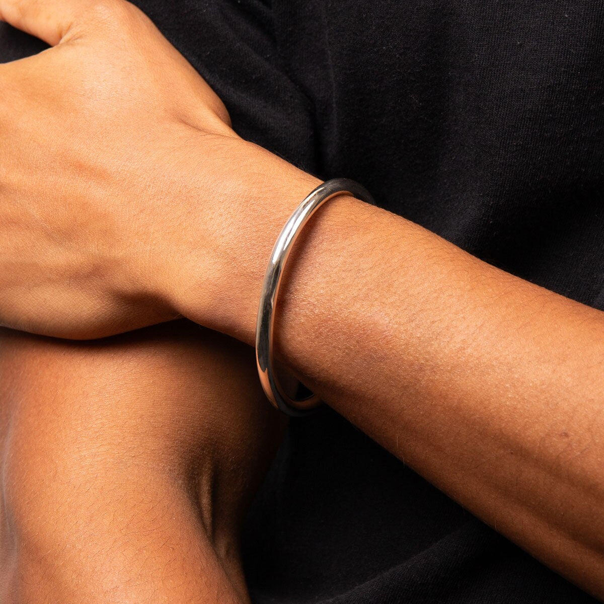 Sterling Silver Oxidised Patterned Bangle