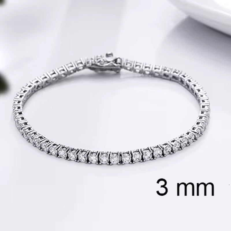 Pure Silver of 16-20.5CM Tennis Bracelet Jewelry 2-4Mm 5A CZ Eternal Gift for Wife Stunning Real 925 Jewellery