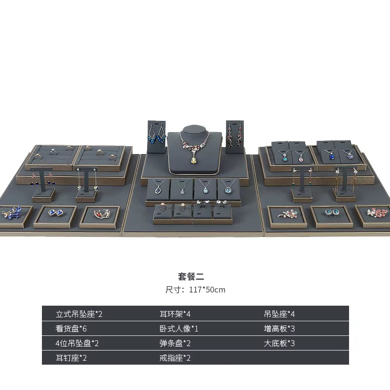 Luxury Jewelry Display Set Shop Exhibitor Counter Window Display Stand Necklace Ring Earring Organizer Holder Bracelet Rack