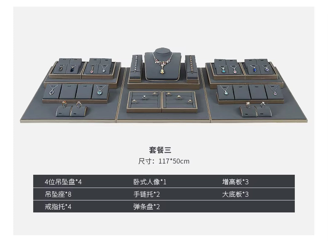 Luxury Jewelry Display Set Shop Exhibitor Counter Window Display Stand Necklace Ring Earring Organizer Holder Bracelet Rack