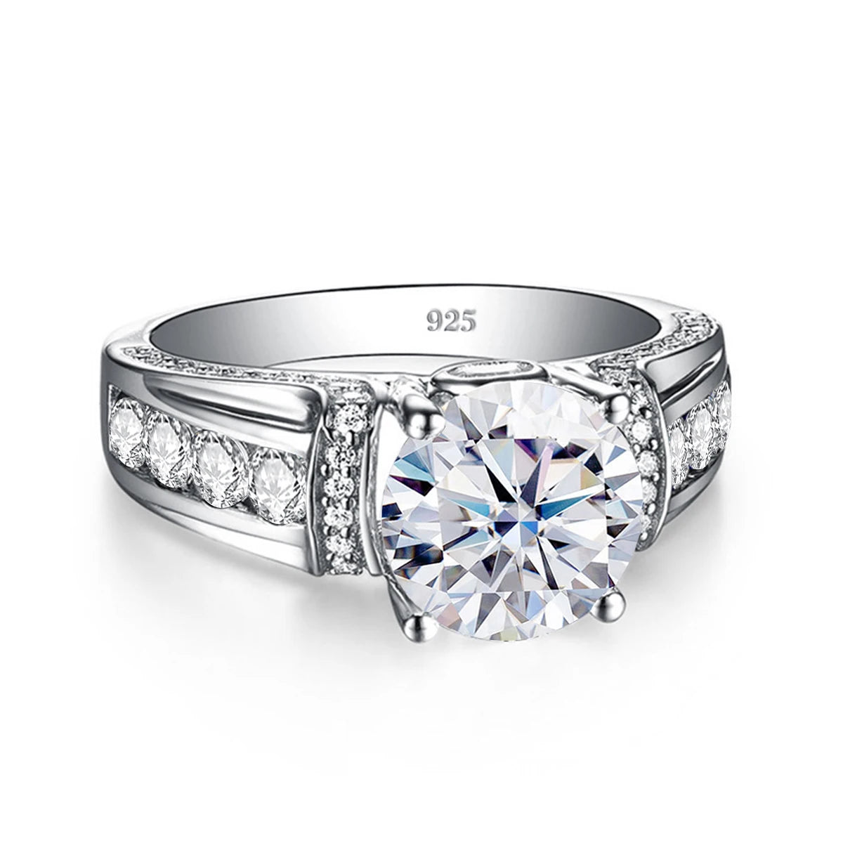 Real 2 Carats Moissanite Rings for Women Solid 925 Sterling Silver Wedding Band Luxury Female Jewelry Accessories Gift for Girls