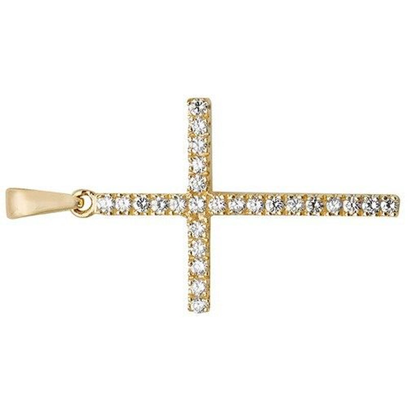 Sparkling 9Ct Yellow Gold Cross Pendant Medium 27 X 18Mm Christianity