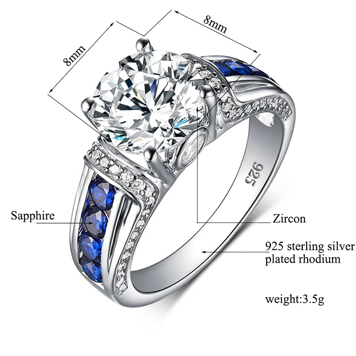 Real 2 Carats Moissanite Rings for Women Solid 925 Sterling Silver Wedding Band Luxury Female Jewelry Accessories Gift for Girls