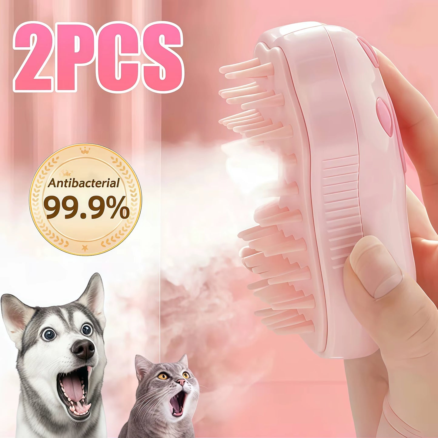 3 in 1 Cat Dog Steamy Brush Steam Brush Electric Sprayer for Massage Pet Grooming Tool Shedding Electric Sprays Massage Combs
