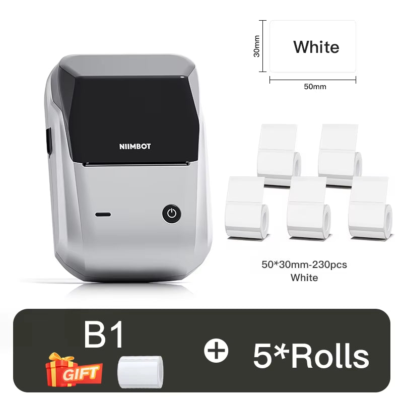 B1 Thermal Label Printer Bluetooth Portable Pocket Label Maker Barcode QR Code Self-Adhesive Sticker Labeling Machine