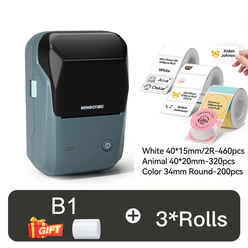 B1 Thermal Label Printer Bluetooth Portable Pocket Label Maker Barcode QR Code Self-Adhesive Sticker Labeling Machine