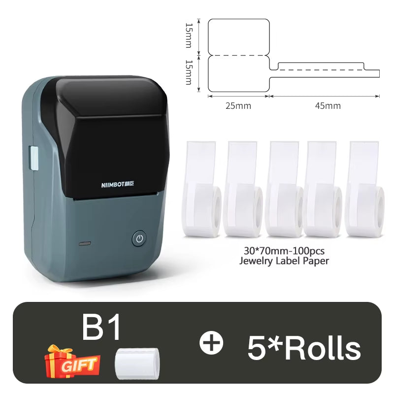 B1 Thermal Label Printer Bluetooth Portable Pocket Label Maker Barcode QR Code Self-Adhesive Sticker Labeling Machine