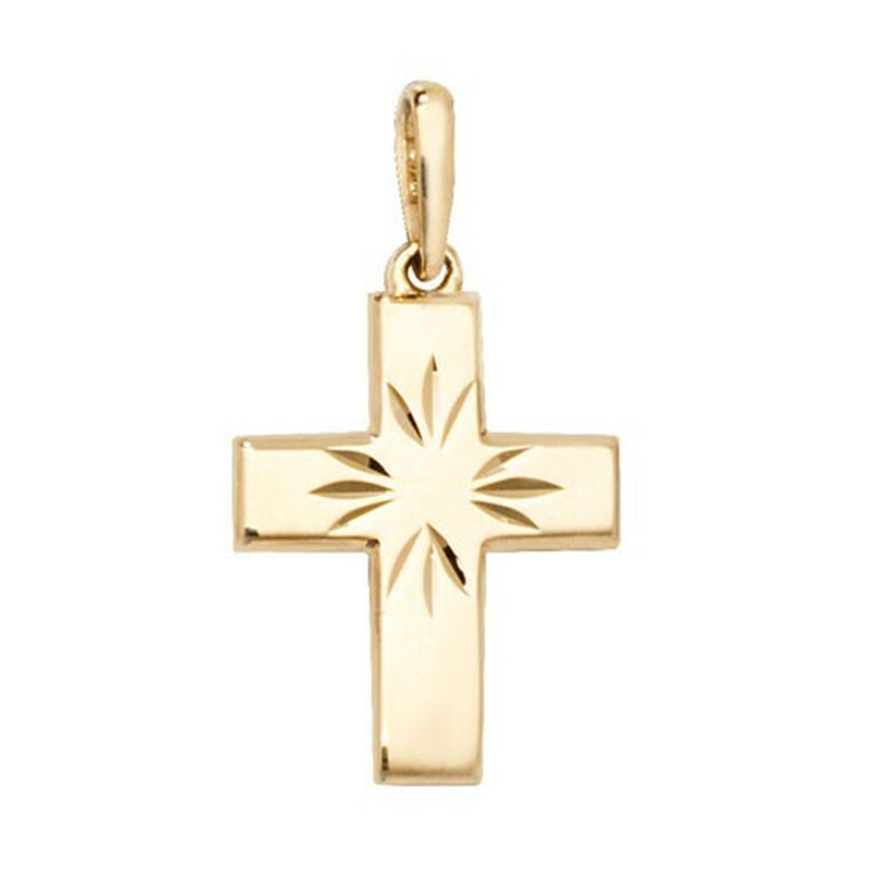 9Ct Yellow Gold Cross Pendant 13 X 11Mm Small Religious Christianity Christening