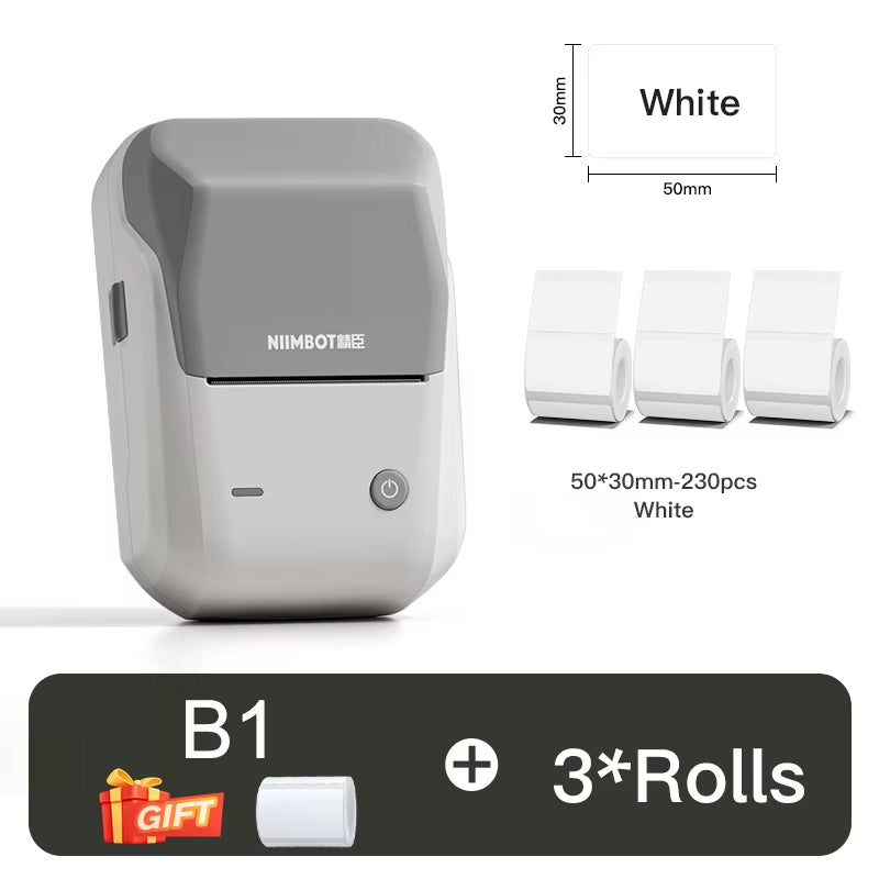 B1 Thermal Label Printer Bluetooth Portable Pocket Label Maker Barcode QR Code Self-Adhesive Sticker Labeling Machine