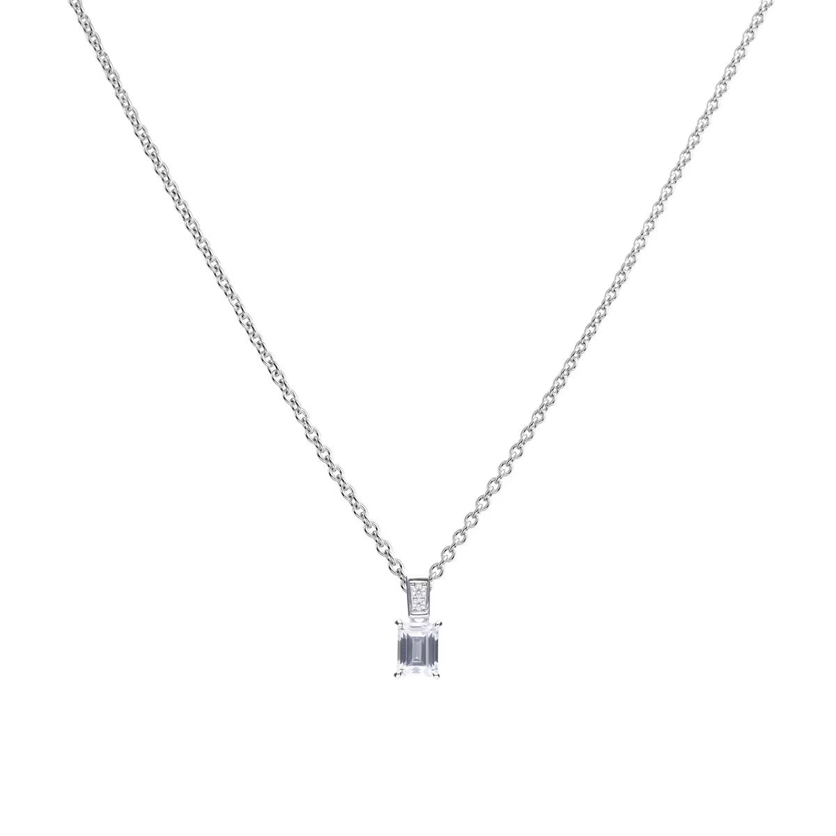 Sterling Silver Emerald Cut Cubic Zirconia Pendant