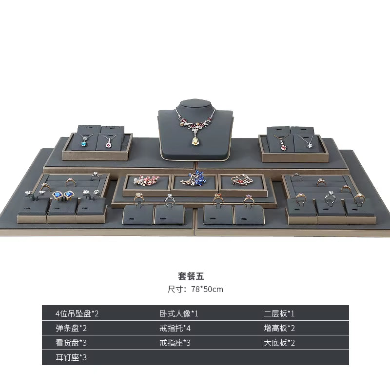Luxury Jewelry Display Set Shop Exhibitor Counter Window Display Stand Necklace Ring Earring Organizer Holder Bracelet Rack